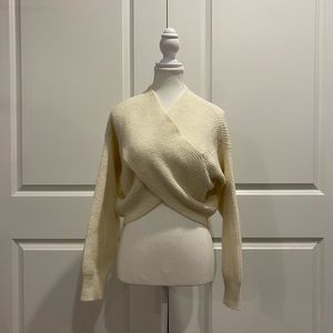 PINK MARTINI Crossover Crop Sweater in Cream - Womens XS
